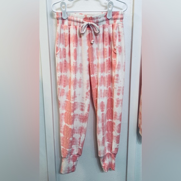 Pink and White Tye Dye Hooded Sweatshirt and Pants - Picture 4 of 5